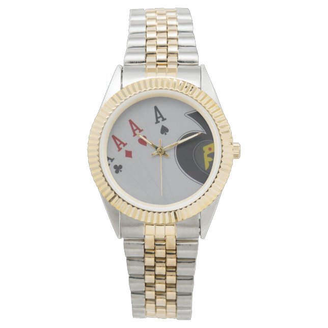 Relógio De Pulso Cartões De Poker Aces Quads, (Frente)