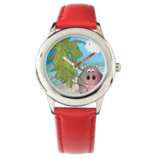 Relógio De Pulso Cartoon Hippo No Beach Kids Watch