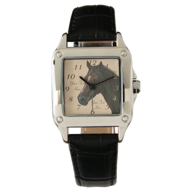 Relógio De Pulso Cavalo-do-castanho-do-cavalo (Frente)