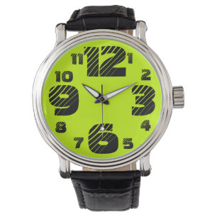 Relógio De Pulso Chartreuse/Black Man's Big Number Watch