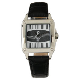 Relógio De Pulso Chaves de Piano Curvas e clave tripla