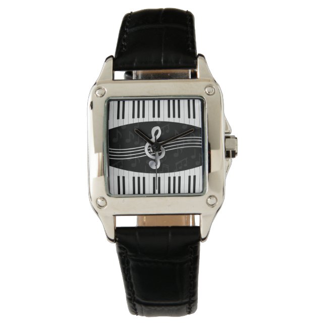 Relógio De Pulso Chaves de Piano Curvas e clave tripla (Frente)