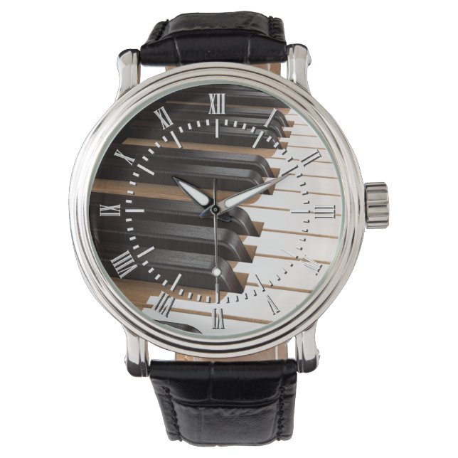 Relógio De Pulso Chaves de Piano de Madeira 2 (Frente)