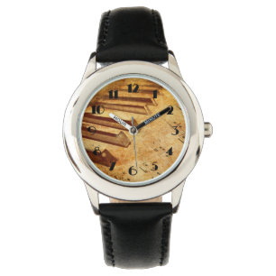 Relógio De Pulso Chaves do piano da folha de música do Grunge