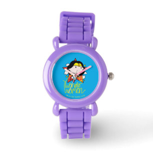 Relógio De Pulso Chibi Mulher Maravilha Voando Com Laço