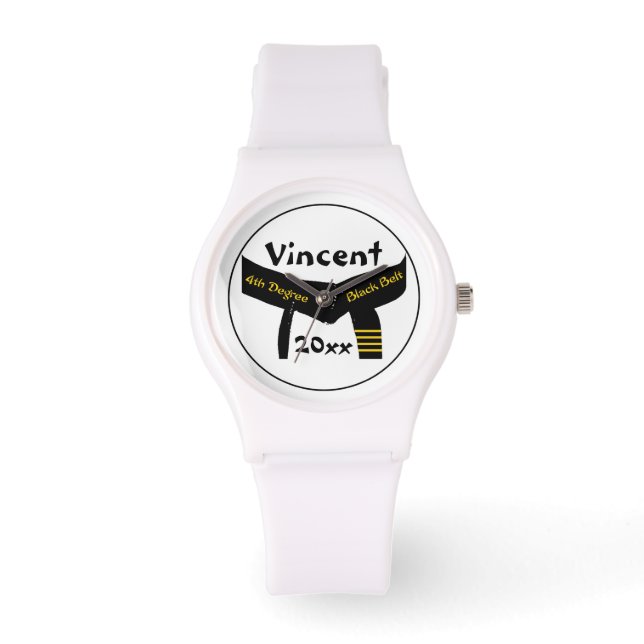 Relógio De Pulso Cinturão Preto de 4º Grau Artes Marciais (Frente)