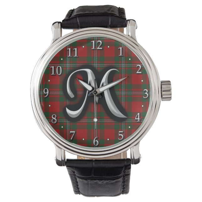 Relógio De Pulso Clan MacGregor Monograma Tartan Escocês (Frente)