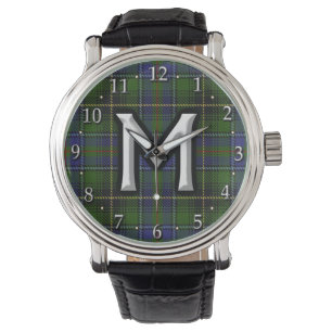 Relógio De Pulso Clan MacInnes - Letra M Monograma Tartan