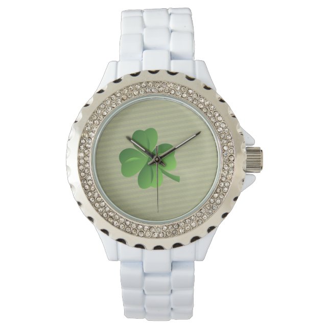 Relógio De Pulso Classy Trendy Irish Lucky Shamrock (Frente)