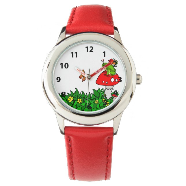Relógio De Pulso Cogumelos de fada e Sapos (Frente)