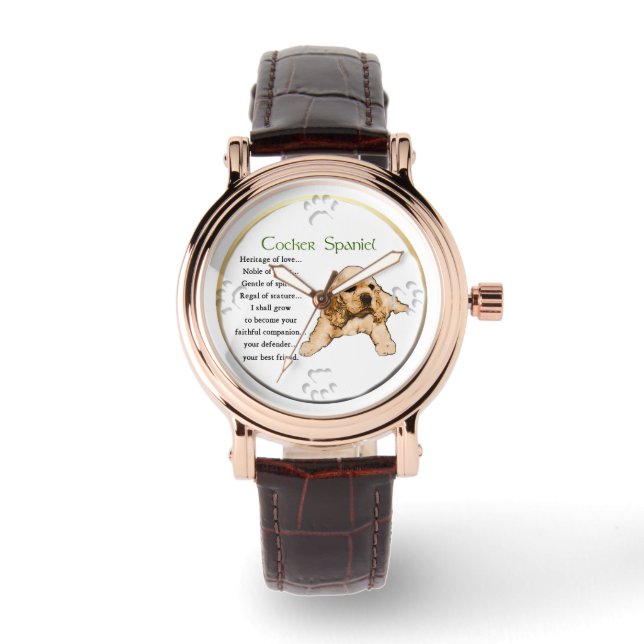 Relógio De Pulso Coker Spaniel Puppy Lovers Art (Frente)