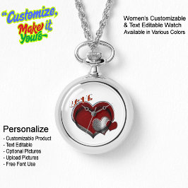 Relógio de pulso com colar de prata Womens Heart M