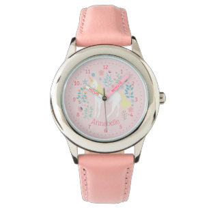 Relógio De Pulso Cor-de-rosa do Nome Personalizado do Unicorn Watch
