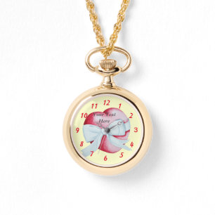 Relógio De Pulso coração vermelho amarrado com fita branca romântic