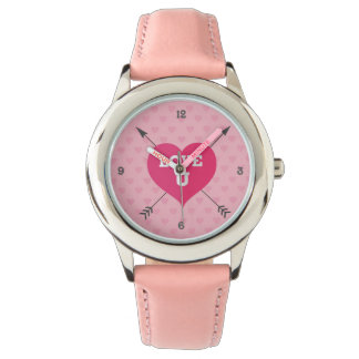 Relógio De Pulso Corações cor-de-rosa Adoram U Personalizar Watch