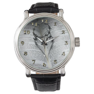 Relógio De Pulso Coroa de Coração e Bíblia Thorns