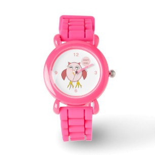 Relógio De Pulso Coruja-Bebê-Rosa-Rosa-Foca-Glitter Watch