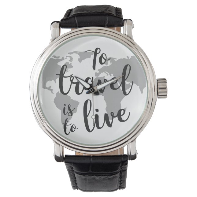 Relógio De Pulso Couro Preto Personalizado (Frente)