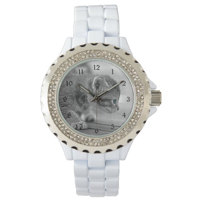 Relógio De Pulso Crouching Kitten (Frente)