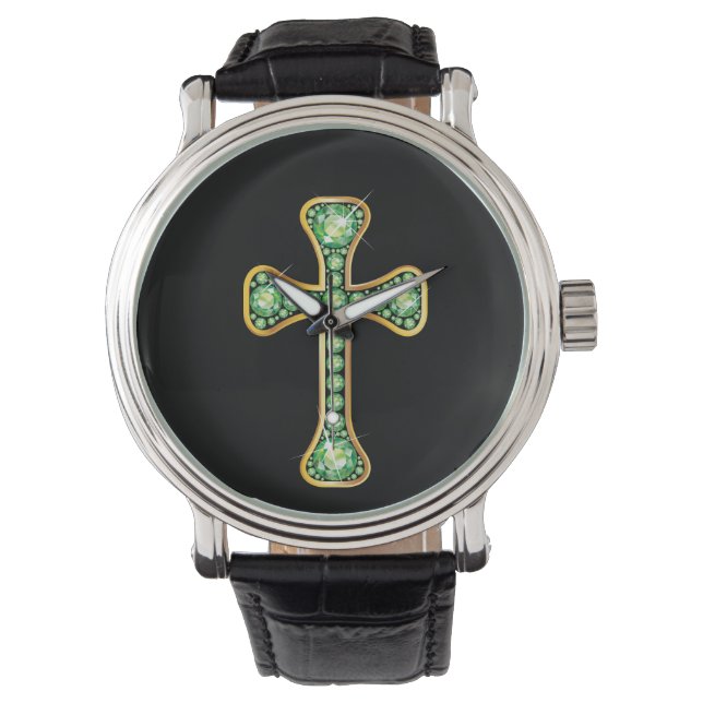 Relógio De Pulso Cruz Cristã "Peridot" em Dourada Watch (Frente)