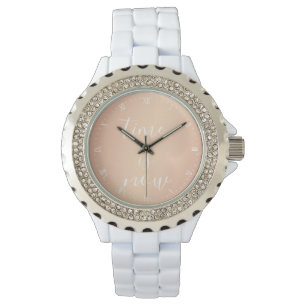 Relógio De Pulso Cuidado - o tempo agora é Rosa Dourado