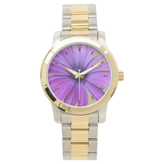 Relógio De Pulso Daisy Watch Purple Daisy Flower Wrist Watch (Frente)