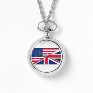 Relógio De Pulso Das mulheres britânicas americanas da bandeira do