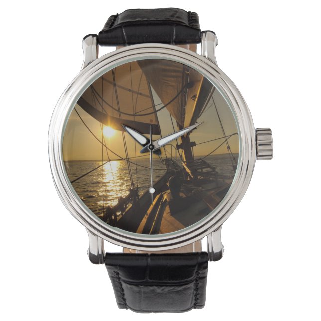 Relógio De Pulso Deck De veleiro, Indo Para O Sol (Frente)