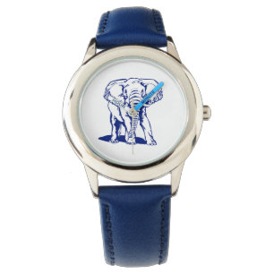 Relógio De Pulso Desenho de Linha Azul-Elefante de Marinho Cinto