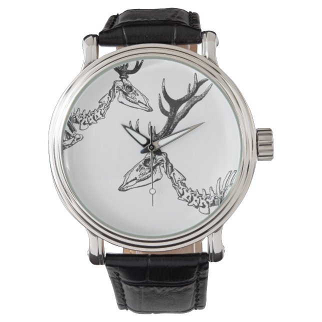 Relógio De Pulso Desenho de rena de esqueleto de safra (Frente)