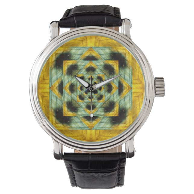 Relógio De Pulso Design fractal de pedra gemônica labradorite (Frente)