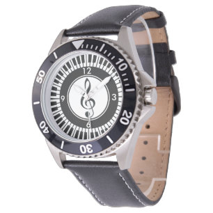 Relógio De Pulso Designer Piano Keys e Treble Clef Wristwatch