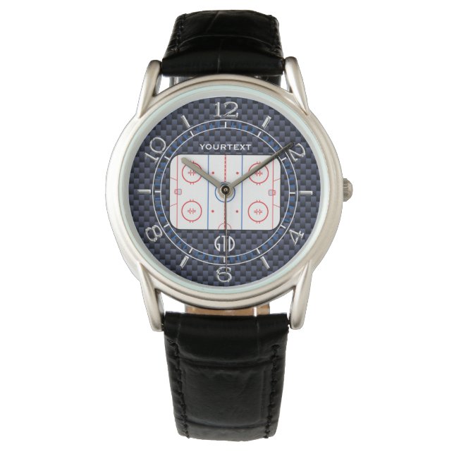 Relógio De Pulso Diagrama Personalizado da Coluna de Hóquei Estilo  (Frente)
