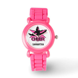 Relógio de pulso do brilho do cheerleader no rosa