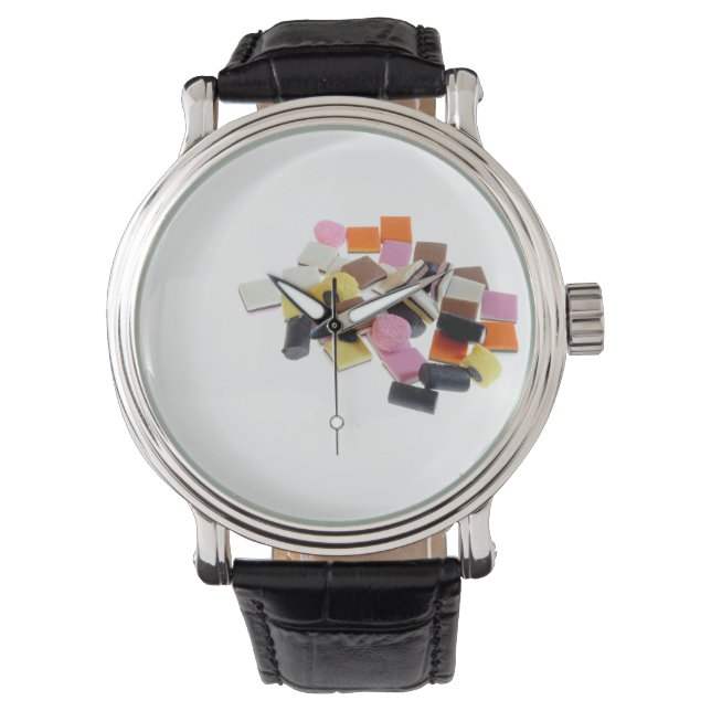 Relógio De Pulso Doces de alcaçuz com espaço de cópia (Frente)