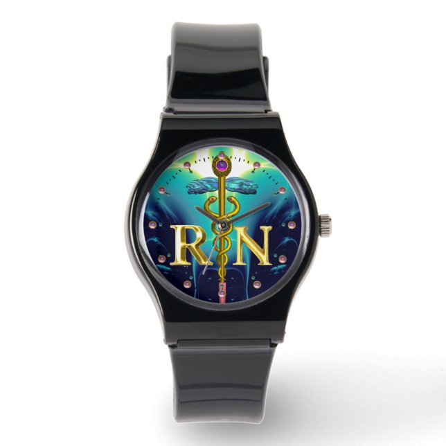 RELÓGIO DE PULSO DOURADO SÍMBOLO DE ENFERMEIRO REGISTRADO EM CADUEU (Frente)