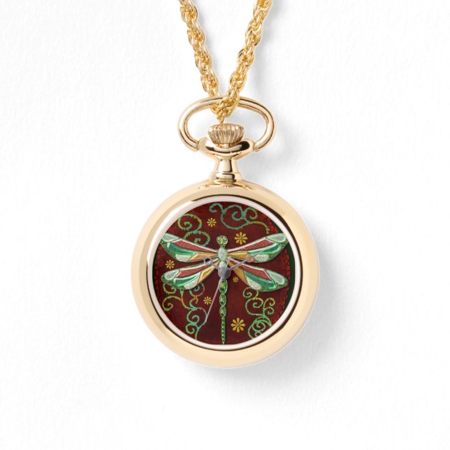 Relógio De Pulso Dragonfly Elegant Jeweled 2 Folk Art (Frente)