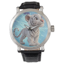 Relógio de pulso elegante de tigre branco - perfei
