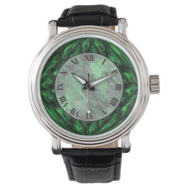 Relógio De Pulso Emerald Green Faux Marble Wrist Watch (Frente)