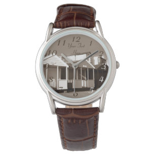 Relógio De Pulso Encalhe a foto inglesa do sepia do beira-mar dos