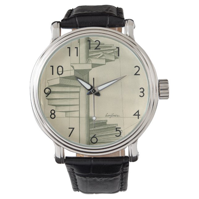 Relógio De Pulso Escadas Arquitetônicas Vintage, Escadaria Espiral (Frente)