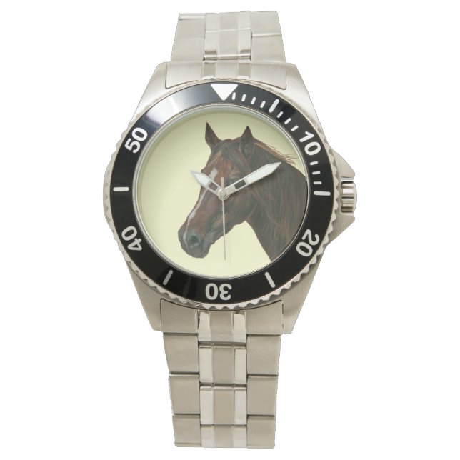 Relógio De Pulso espantoso pedaço de cavalo marrom castanho (Frente)