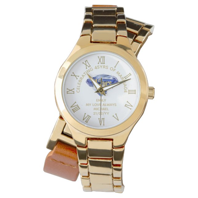 Relógio De Pulso Esposa do 45º Aniversário do Casamento - Comemorat (Frente)