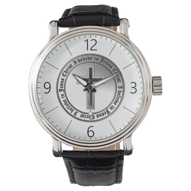 Relógio De Pulso Eu acredito em Jesus Cristo (Frente)