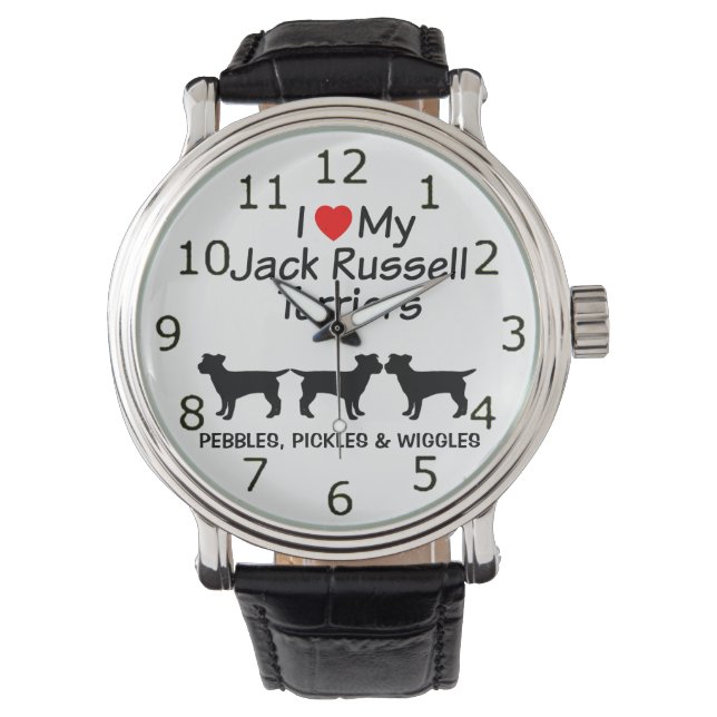 Relógio De Pulso Eu Amo Meu Jack Russell Terrier Dogs Watch (Frente)