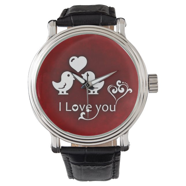 Relógio De Pulso Eu Amo Vocês Pássaros Assistindo Colheita De Couro (Frente)