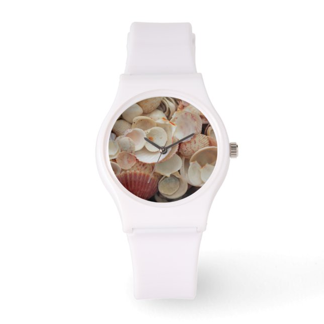 Relógio De Pulso EUA, Florida. Feche As Conchas No Papai noel Rosa (Frente)