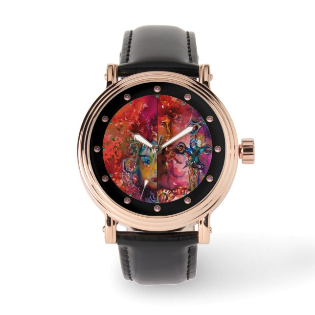 Relógio De Pulso EXCALIBUR, Magin Sword Red Purple Blue Fantasy (Frente)