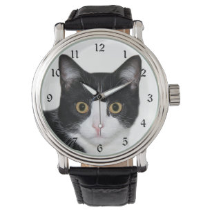 Relógio De Pulso Face do gato Tuxedo