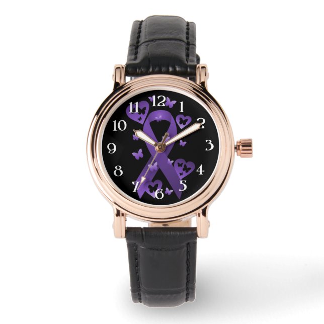 Relógio De Pulso Fita de Consciência Roxa (Frente)